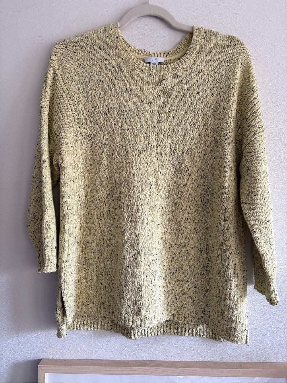 J. Jill Neck yellow Speckled Cotton Blend Sweater Size Small